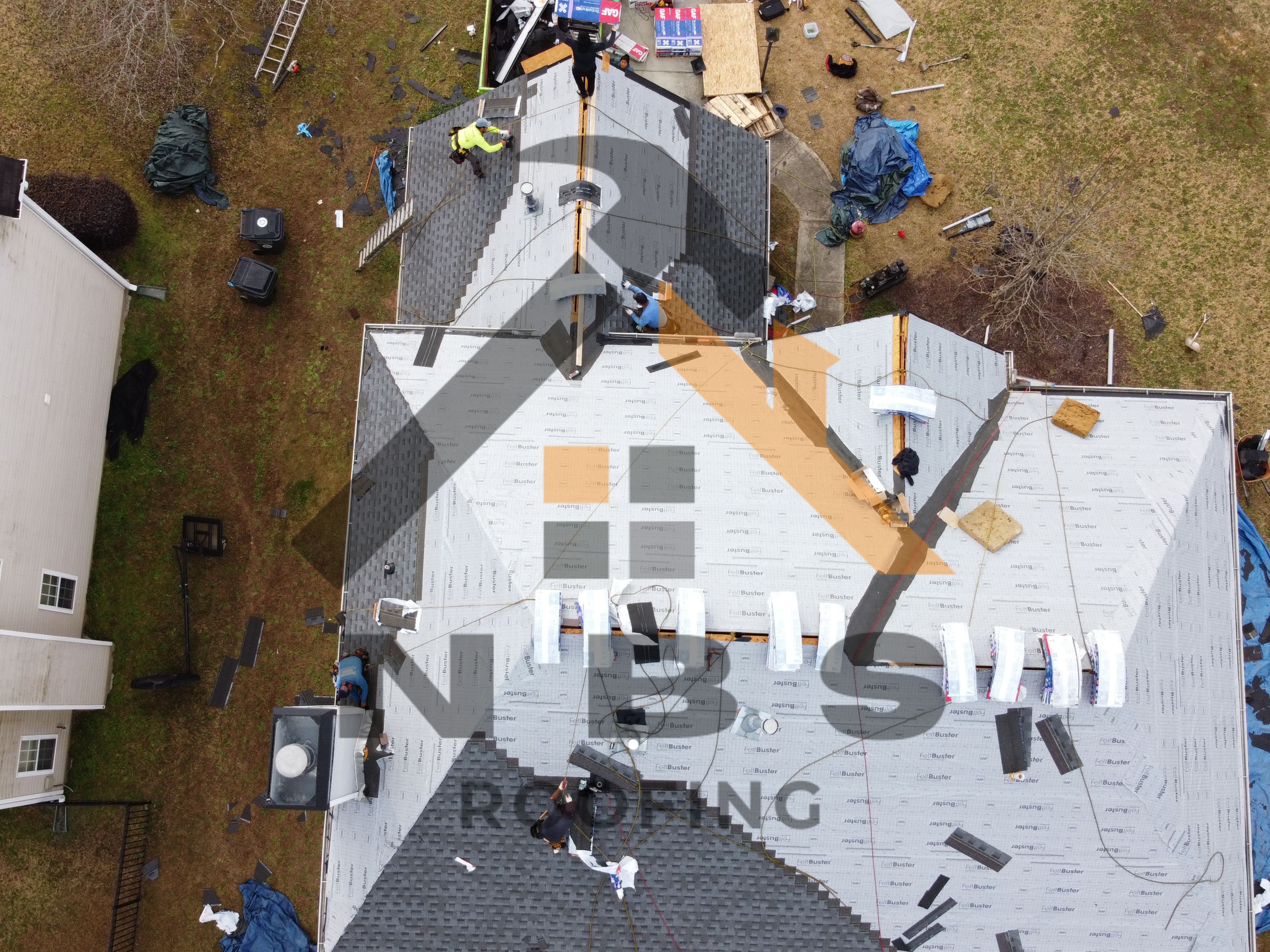 Completed grey roof aerial